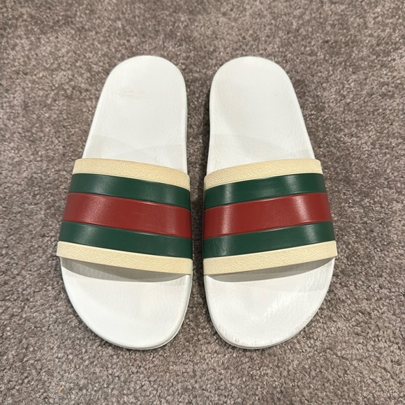 100% authentic Men's gucci web rubber slide sandal size 9G - Picture 1 of 16